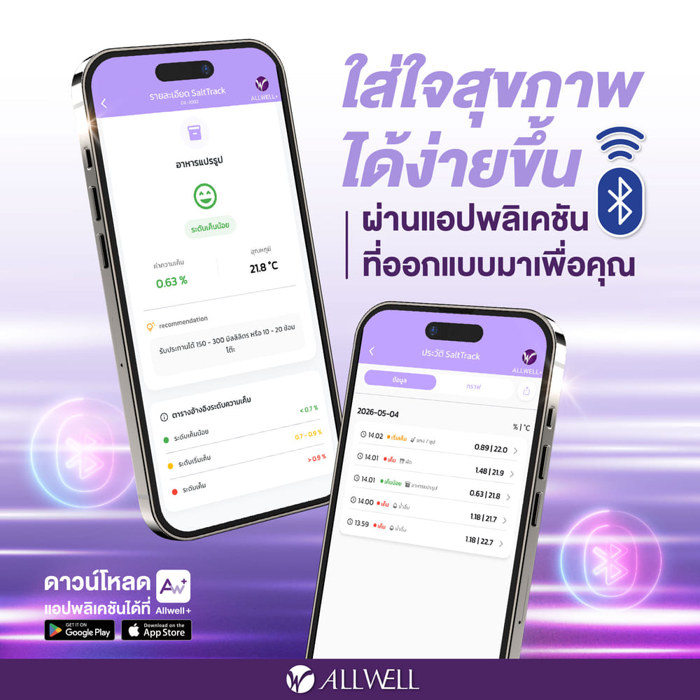 เครื่องวัดความเค็มในอาหาร ALLWELL รุ่น SALTTRACK พกพาสะดวก เชื่อมแอปได้